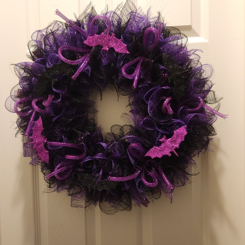 Halloween bat wreath